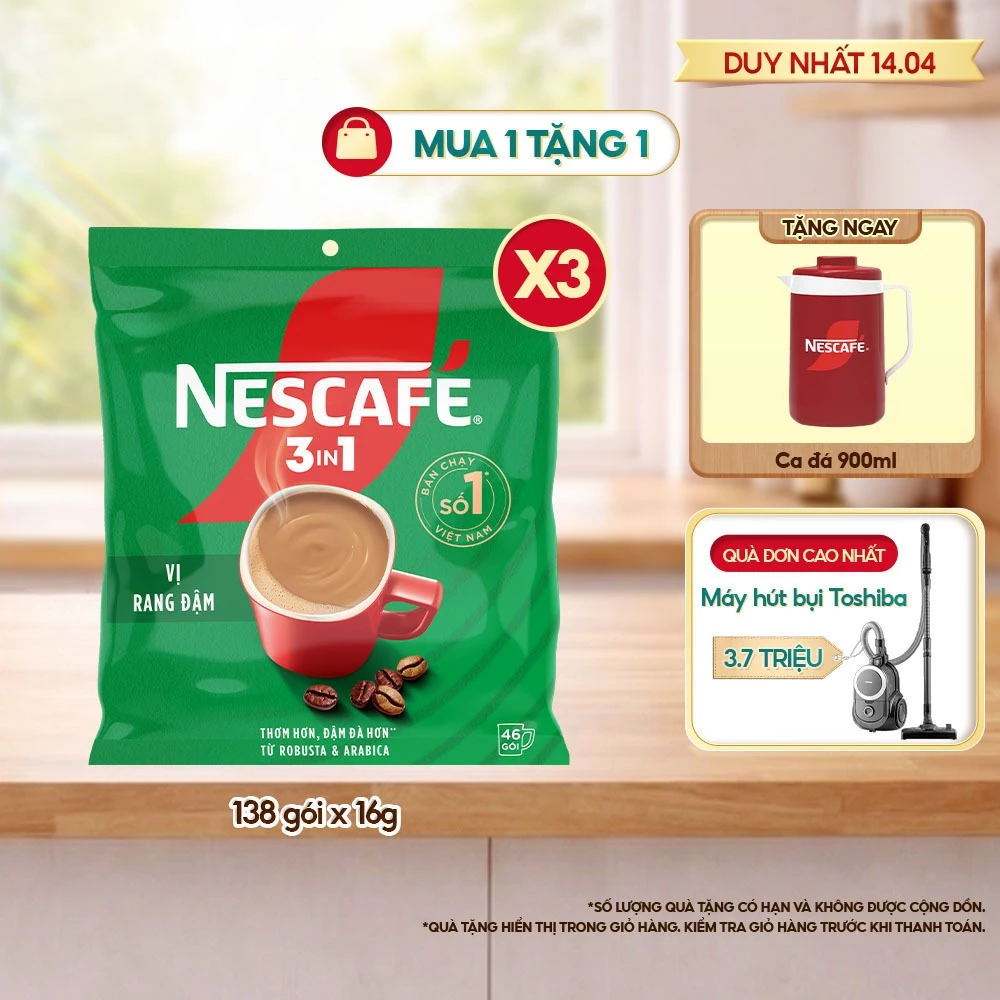 2-1 Combo 3 Bịch Cà phê Hòa tan NESCAFÉ VỊ RANG ĐẬM 46 gói Đậm Thơm Hoàn Hảo - Ảnh 1